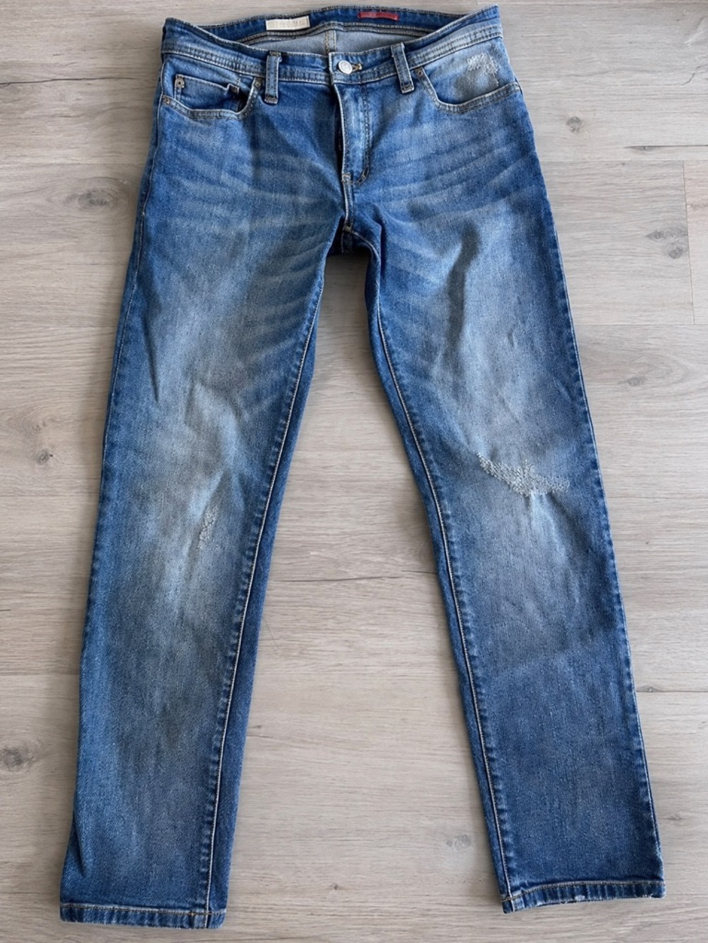 Pilcro Anthropologie Bootcut Jeans 26 Medium Wash Distressed Flare Slim Fit